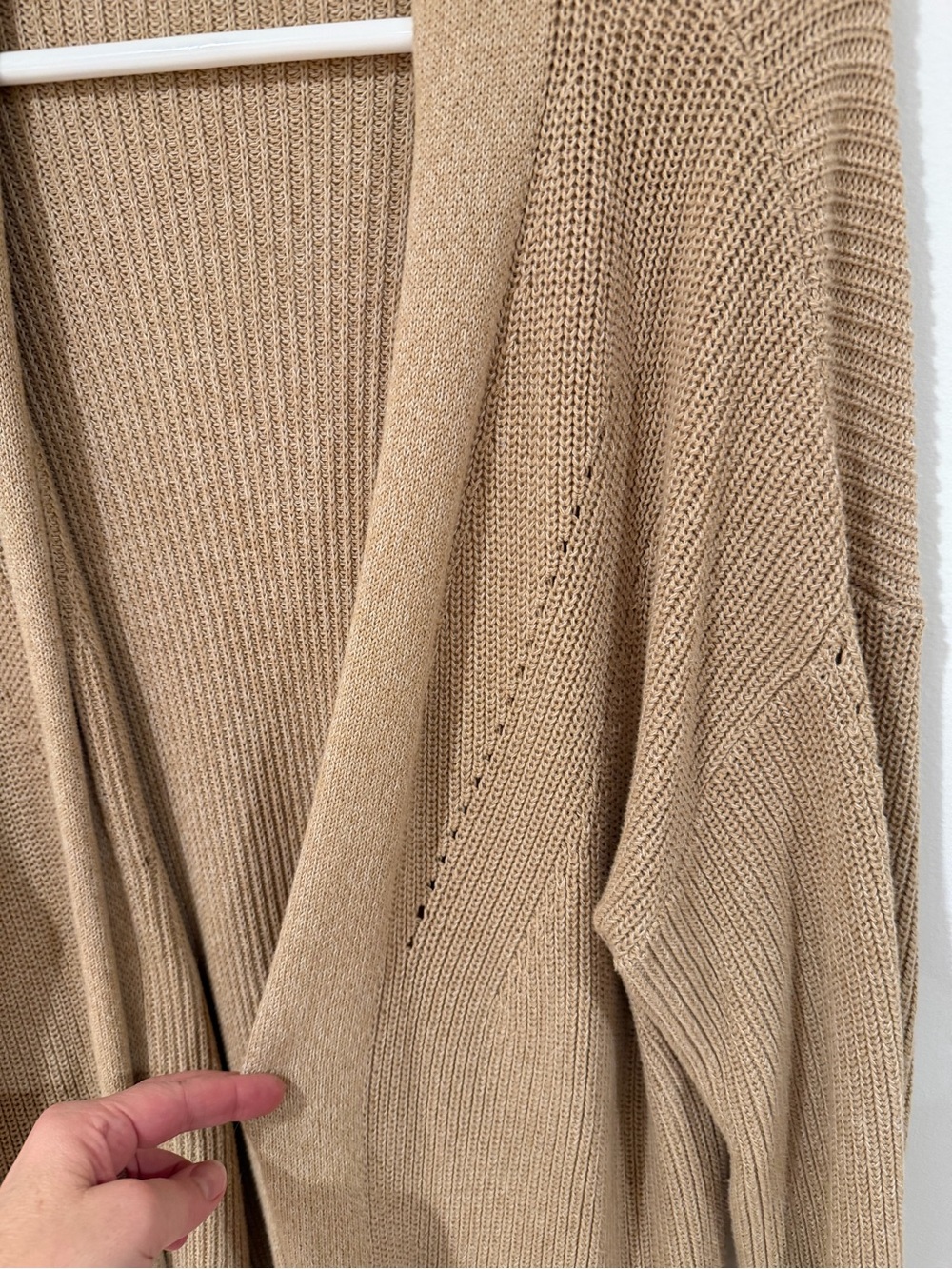 Oversized Tan Open-Front Chunky Knit Cardigan - Picture 5 of 5